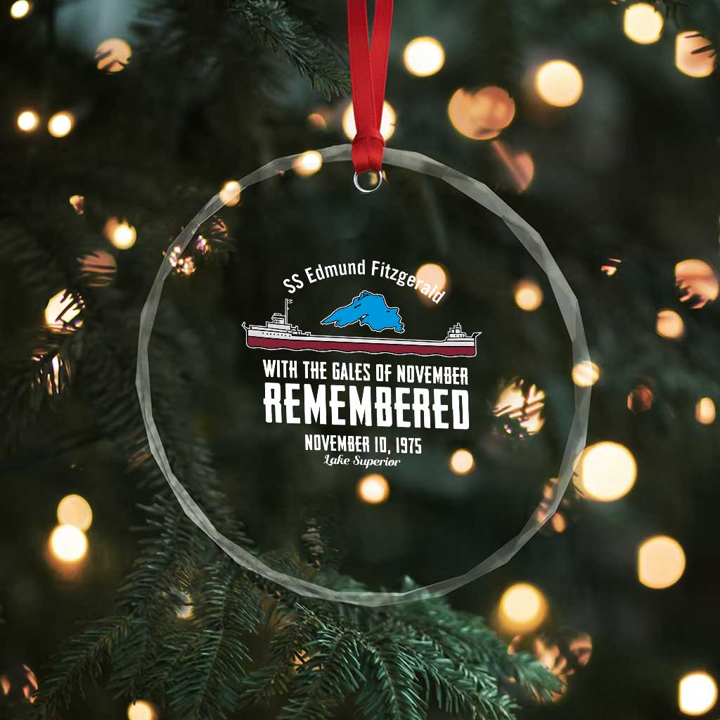 SS Edmund Fitzgerald Gales of November Tribute Crystal Glass Ornament Lake Superior Shipwreck Memorial TS02 Print Your Wear
