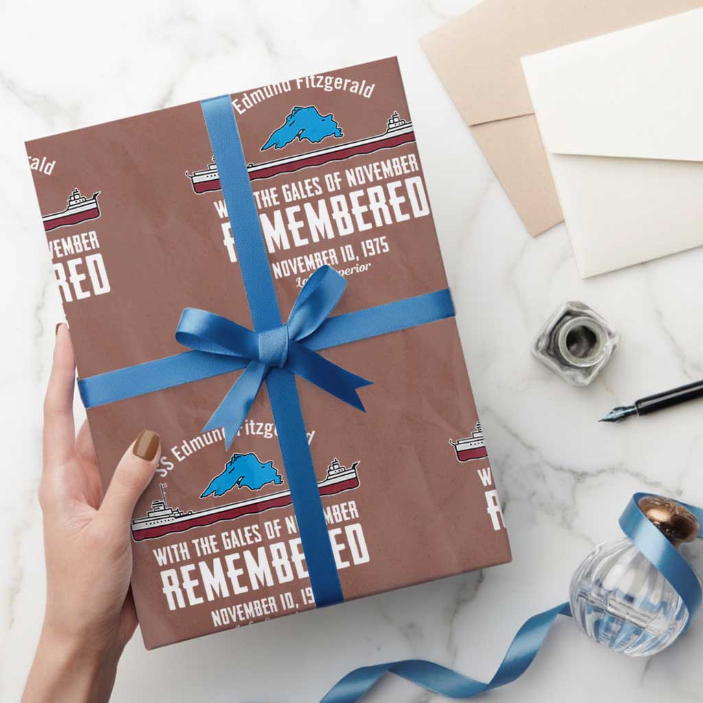 SS Edmund Fitzgerald Gales of November Tribute Wrapping Paper Roll Lake Superior Shipwreck Memorial TS02 Mocha Print Your Wear