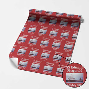 SS Edmund Fitzgerald Mighty Fitz Tribute Wrapping Paper Roll Great Lakes Shipwreck Memorial TS02 Red Print Your Wear