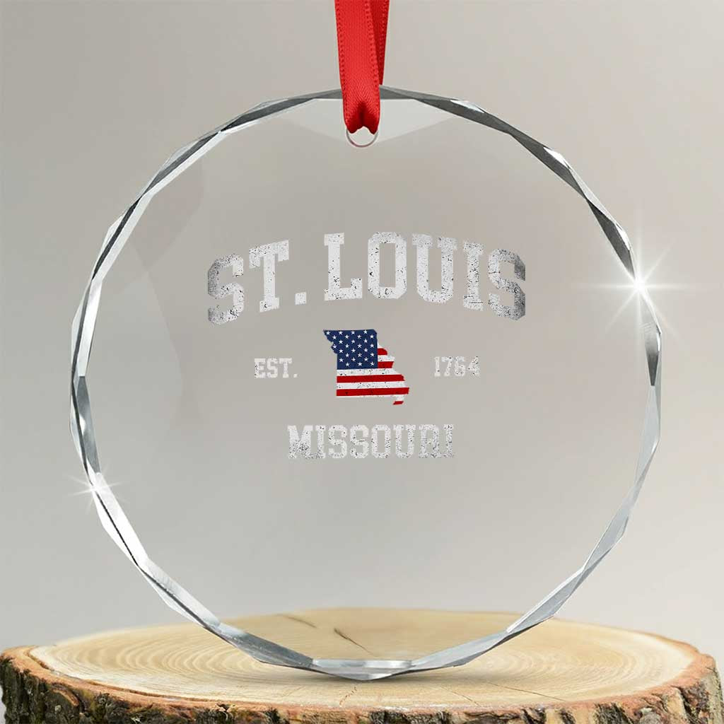 St. Louis Missouri MO Crystal Glass Ornament Vintage American Flag Missouri State TS14 Transparent Glass 3'' Circle Print Your Wear