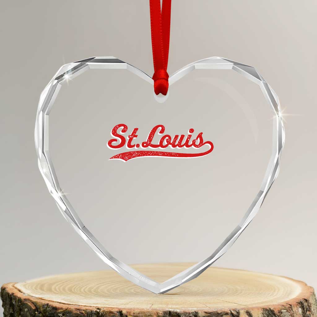 St Louis Sports Script Retro Baseball Lovers Proud City Heart Crystal Glass Ornament TS11 Transparent Glass 3'' Heart Print Your Wear