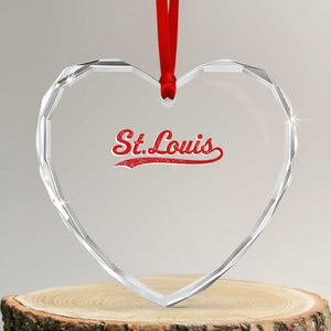 St Louis Sports Script Retro Baseball Lovers Proud City Heart Crystal Glass Ornament TS11 Transparent Glass 3'' Heart Print Your Wear