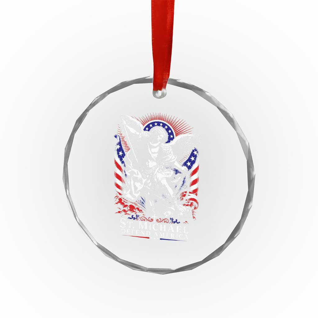 St Michael Defend America Archangel Graphic Crystal Glass Ornament Christian Faith Patriotic TS02 Print Your Wear