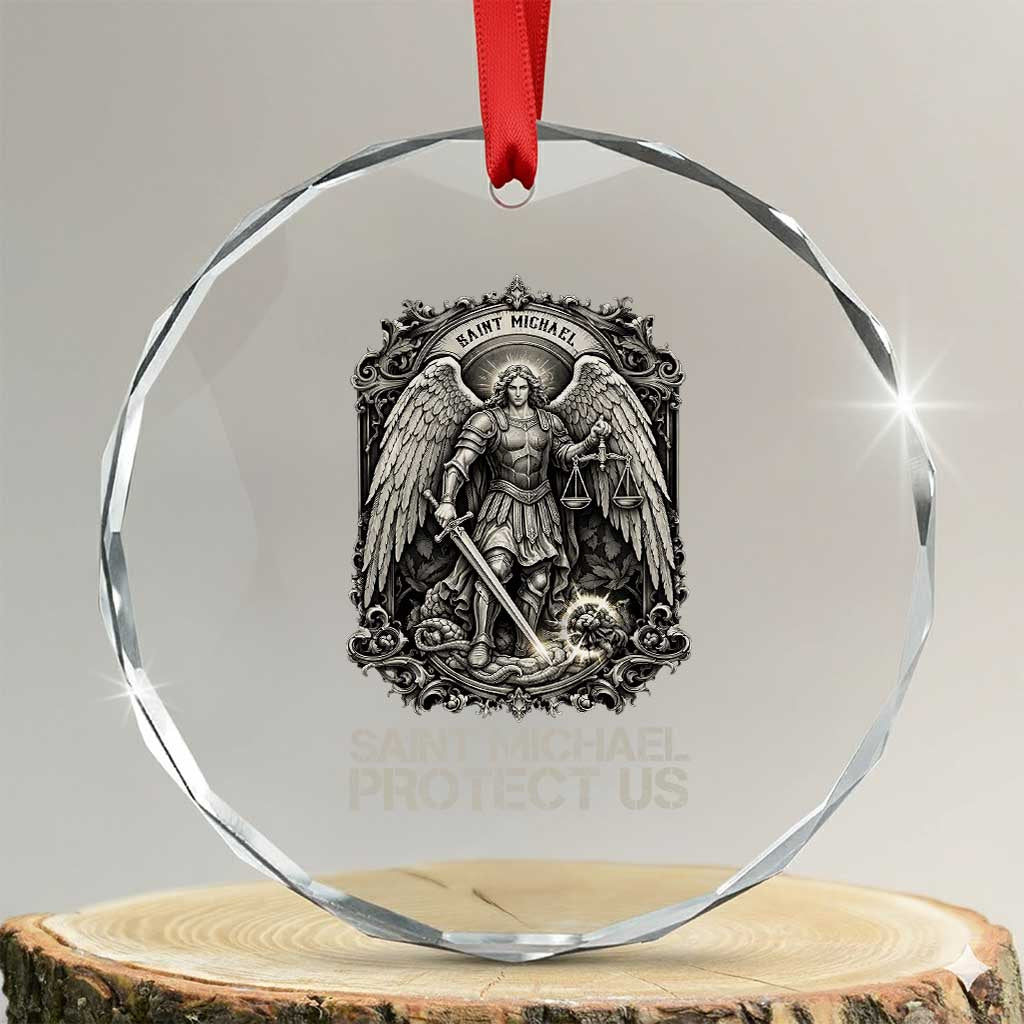 St Michael The Archangel Protect Us Crystal Glass Ornament Christian Faith Gift TS12 Transparent Glass 3'' Circle Print Your Wear