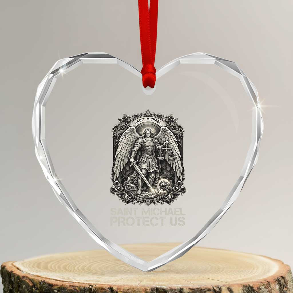 St Michael The Archangel Protect Us Heart Crystal Glass Ornament Christian Faith Gift TS12 Transparent Glass 3'' Heart Print Your Wear