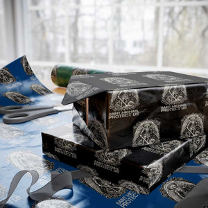 St Michael The Archangel Protect Us Wrapping Paper Roll Christian Faith Gift TS12 Black Print Your Wear