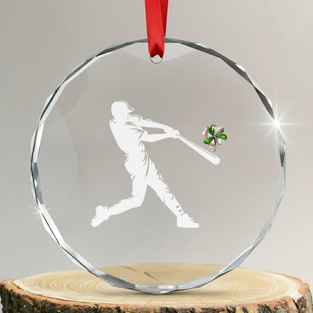St Patricks Day Baseball Batter Crystal Glass Ornament Irish Sports Gift TS12 Transparent Glass 3'' Circle Print Your Wear