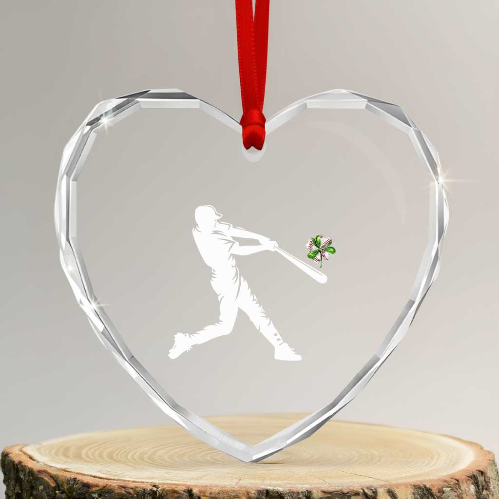 St Patricks Day Baseball Batter Heart Crystal Glass Ornament Irish Sports Gift TS12 Transparent Glass 3'' Heart Print Your Wear