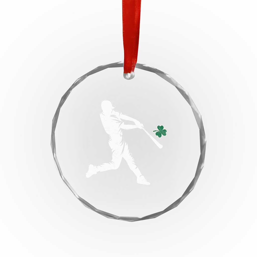 St Patricks Day Baseball Batter Silhouette Shamrock Crystal Glass Ornament TS11 Print Your Wear