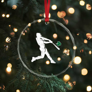 St Patricks Day Baseball Batter Silhouette Shamrock Crystal Glass Ornament TS11 Print Your Wear