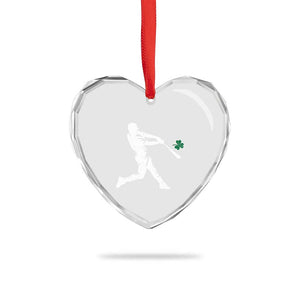 St Patricks Day Baseball Batter Silhouette Shamrock Heart Crystal Glass Ornament TS11 Print Your Wear