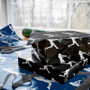St Patricks Day Baseball Batter Silhouette Shamrock Wrapping Paper Roll TS11 Black Print Your Wear