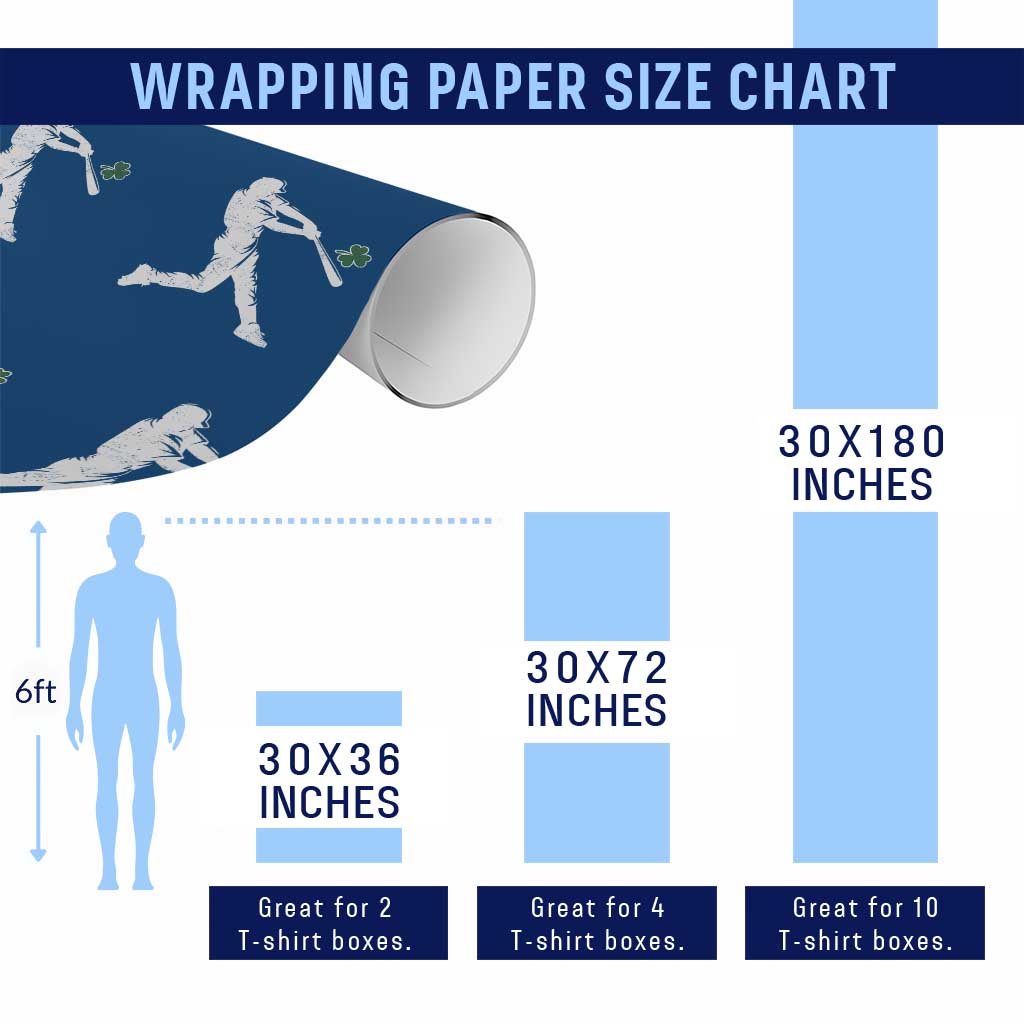 St Patricks Day Baseball Batter Silhouette Shamrock Wrapping Paper Roll TS11 Print Your Wear