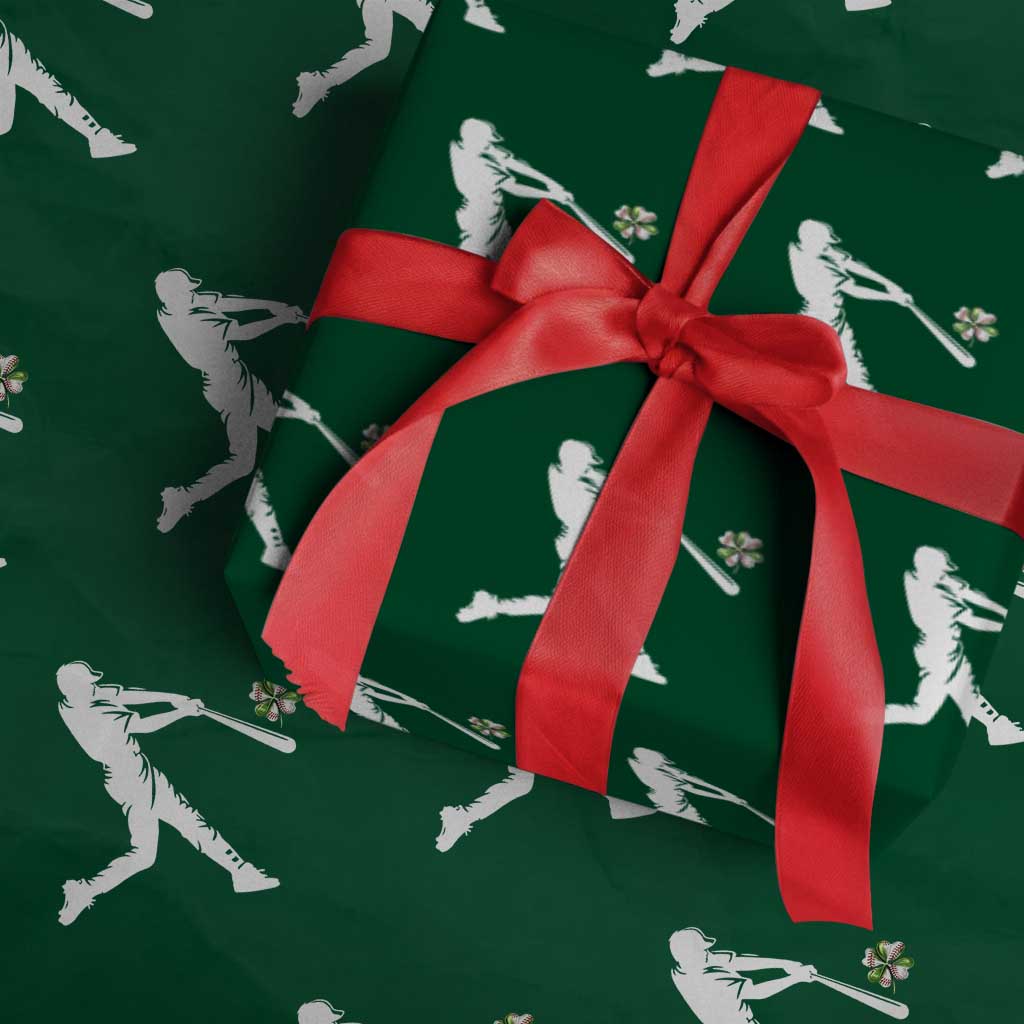 St Patricks Day Baseball Batter Wrapping Paper Roll Irish Sports Gift TS12 Green Print Your Wear