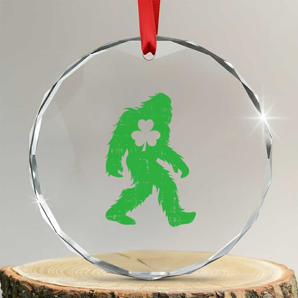St Patricks Day Bigfoot Crystal Glass Ornament Sasquatch Lucky Shamrock TS02 Transparent Glass 3'' Circle Print Your Wear