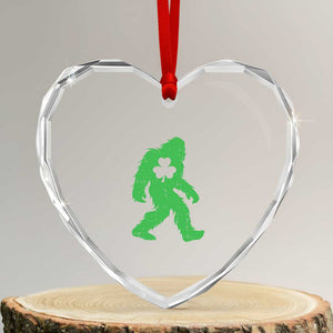 St Patricks Day Bigfoot Heart Crystal Glass Ornament Sasquatch Lucky Shamrock TS02 Transparent Glass 3'' Heart Print Your Wear