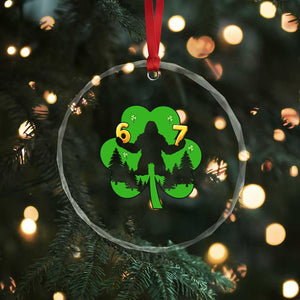 St Patricks Day Bigfoot Shamrock Crystal Glass Ornament Six Seven Meme TS12 Print Your Wear