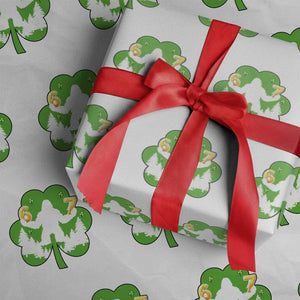 St Patricks Day Bigfoot Shamrock Wrapping Paper Roll Six Seven Meme TS12 White Print Your Wear