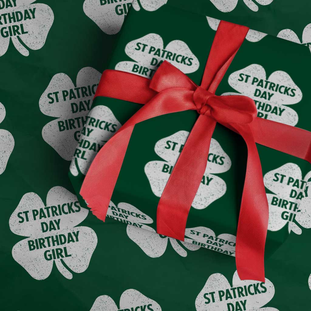 St Patricks Day Birthday Girl Wrapping Paper Roll Irish Bday Shamrock Clovers TS10 Green Print Your Wear