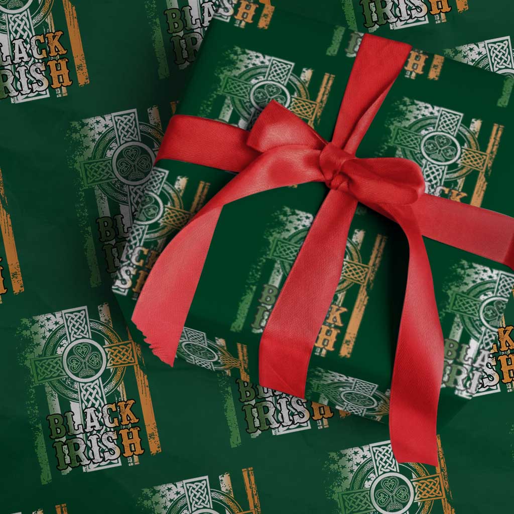 St Patrick's Day Black Irish Wrapping Paper Roll Vintage American Flag Celtic Cross TS11 Green Print Your Wear