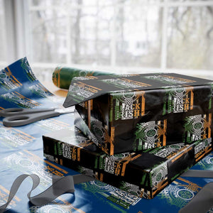 St Patrick's Day Black Irish Wrapping Paper Roll Vintage American Flag Celtic Cross TS11 Black Print Your Wear