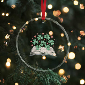 St Patricks Day Book Lover Crystal Glass Ornament Librarian Core Lucky Shamrocks TS02 Print Your Wear
