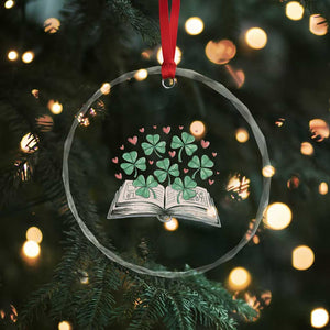 St Patricks Day Book Lover Crystal Glass Ornament Librarian Core Lucky Shamrocks TS02 Print Your Wear