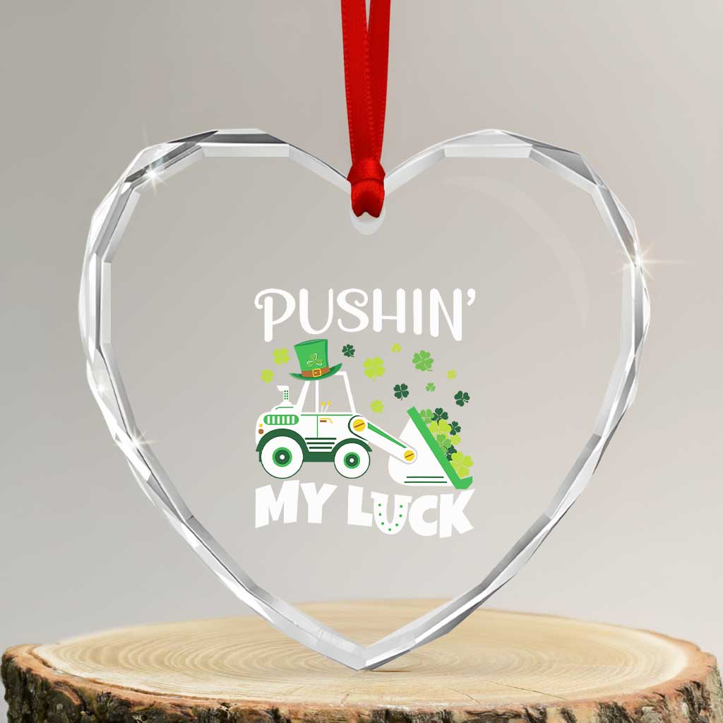 St Patricks Day Boys Truck Heart Crystal Glass Ornament Pushing My Luck Tractor Toy Lover TS02 Transparent Glass 3'' Heart Print Your Wear