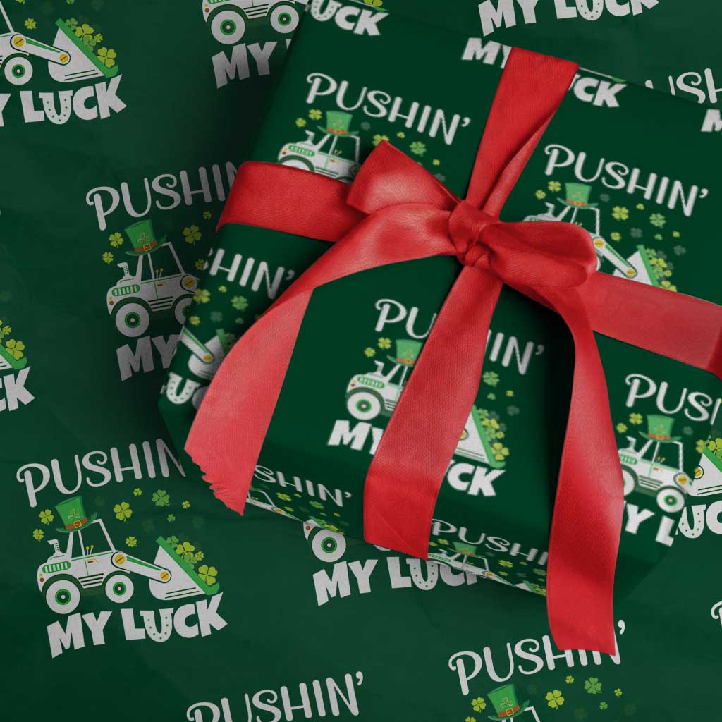 St Patricks Day Boys Truck Wrapping Paper Roll Pushing My Luck Tractor Toy Lover TS02 Green Print Your Wear