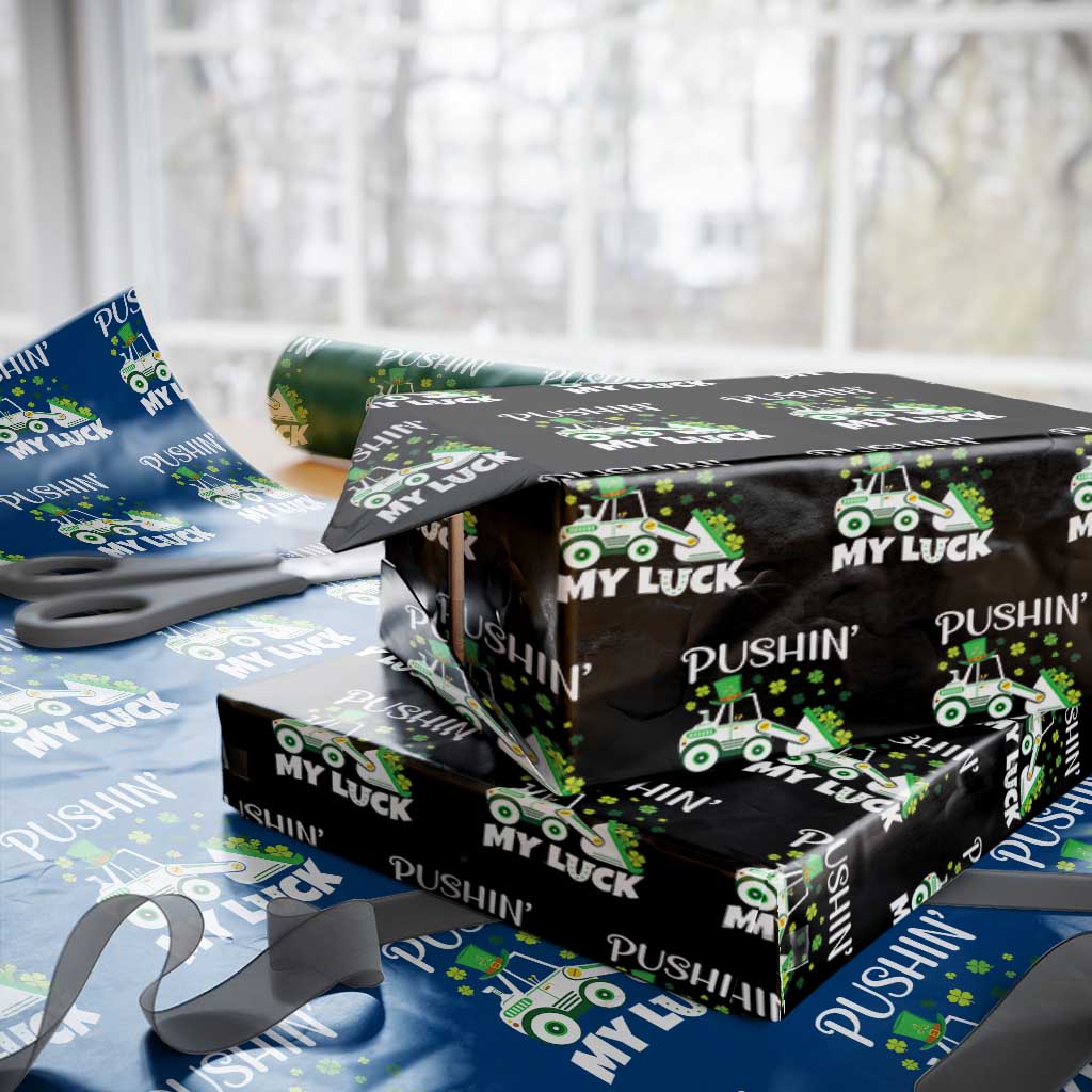 St Patricks Day Boys Truck Wrapping Paper Roll Pushing My Luck Tractor Toy Lover TS02 Black Print Your Wear