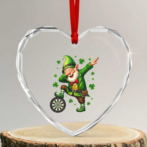 St Patricks Day Cheerful Gnome Dabbing Heart Crystal Glass Ornament Darts Lover Gift TS12 Transparent Glass 3'' Heart Print Your Wear