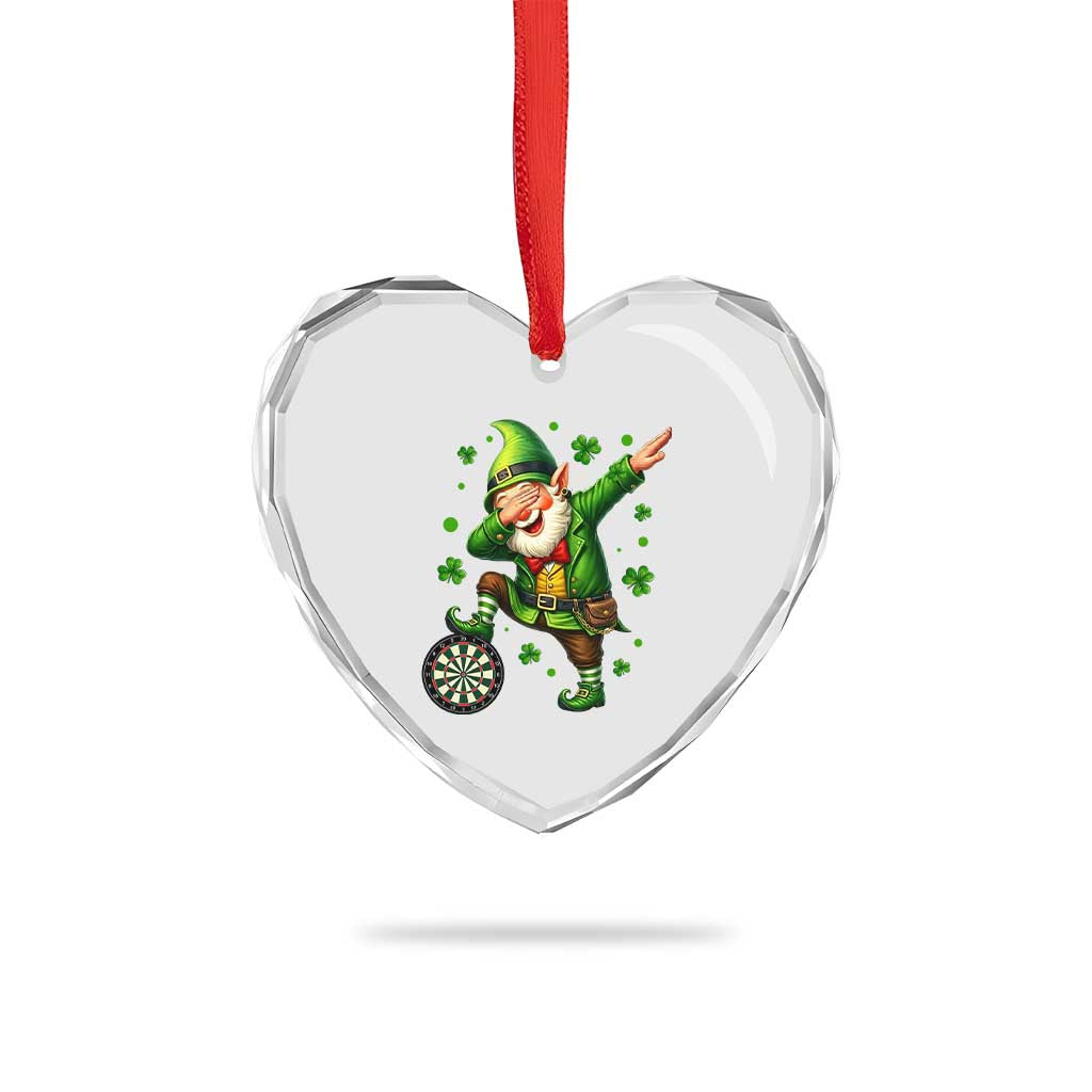 St Patricks Day Cheerful Gnome Dabbing Heart Crystal Glass Ornament Darts Lover Gift TS12 Print Your Wear