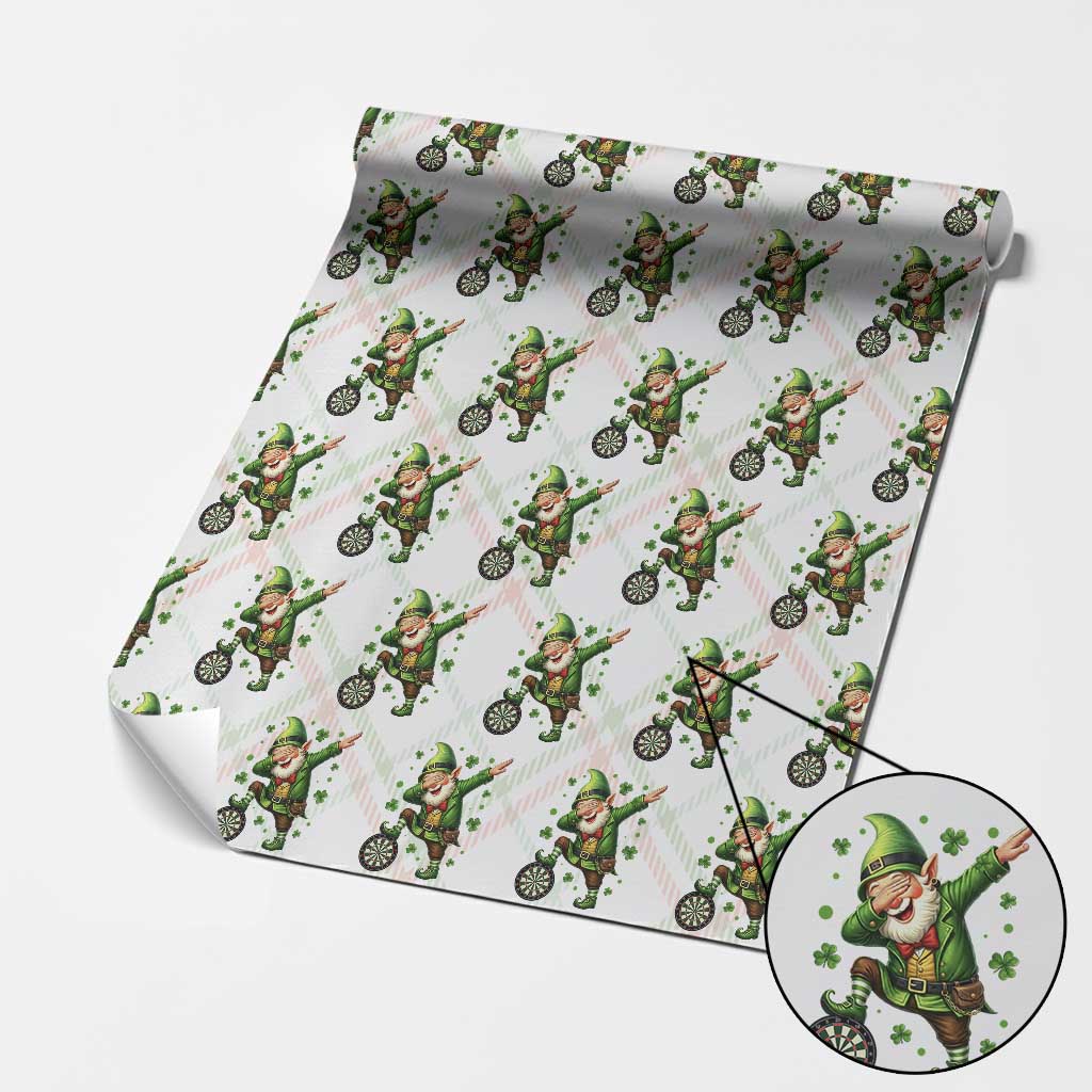 St Patricks Day Cheerful Gnome Dabbing Wrapping Paper Roll Darts Lover Gift TS12 Christmas Plaid Print Your Wear