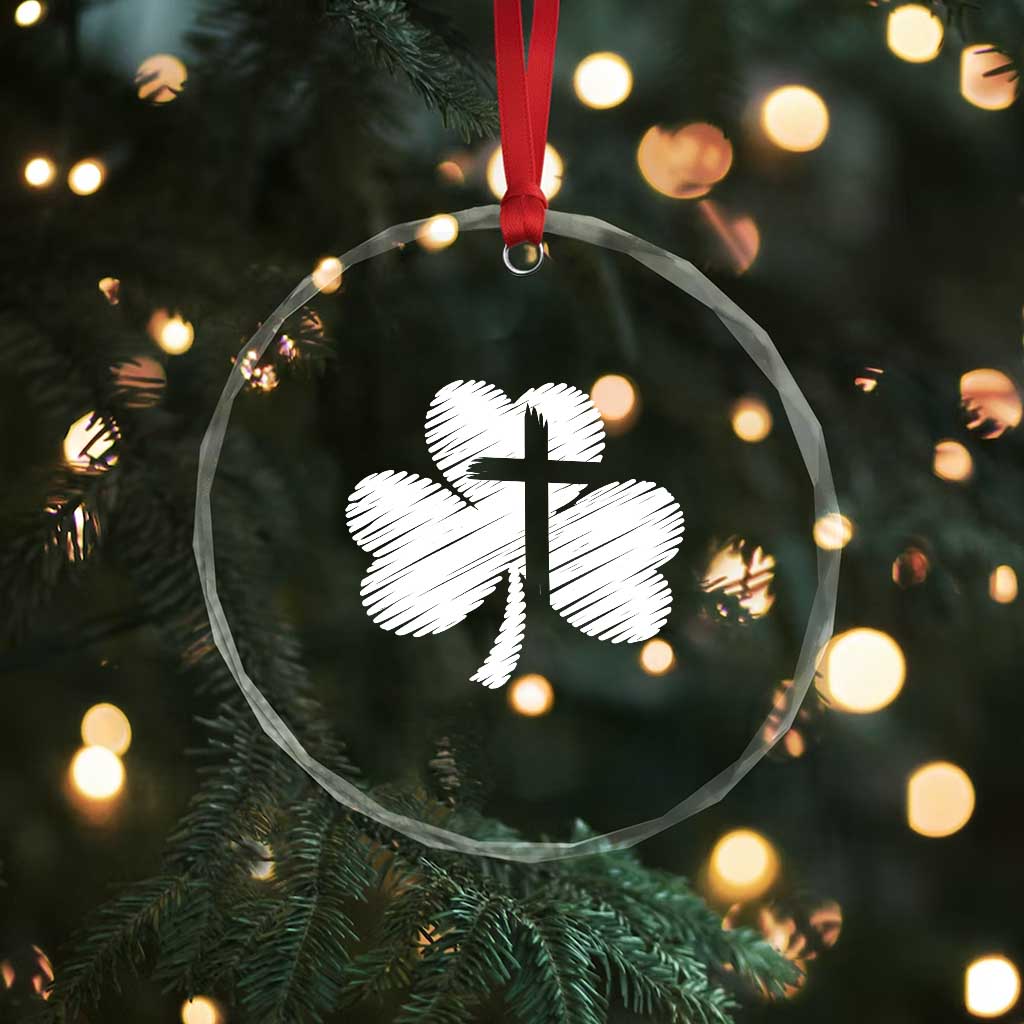 St Patricks Day Christian Religious Shamrock Cross Crystal Glass Ornament TS11 Print Your Wear