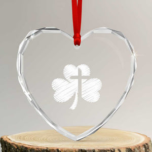 St Patricks Day Christian Religious Shamrock Cross Heart Crystal Glass Ornament TS11 Transparent Glass 3'' Heart Print Your Wear