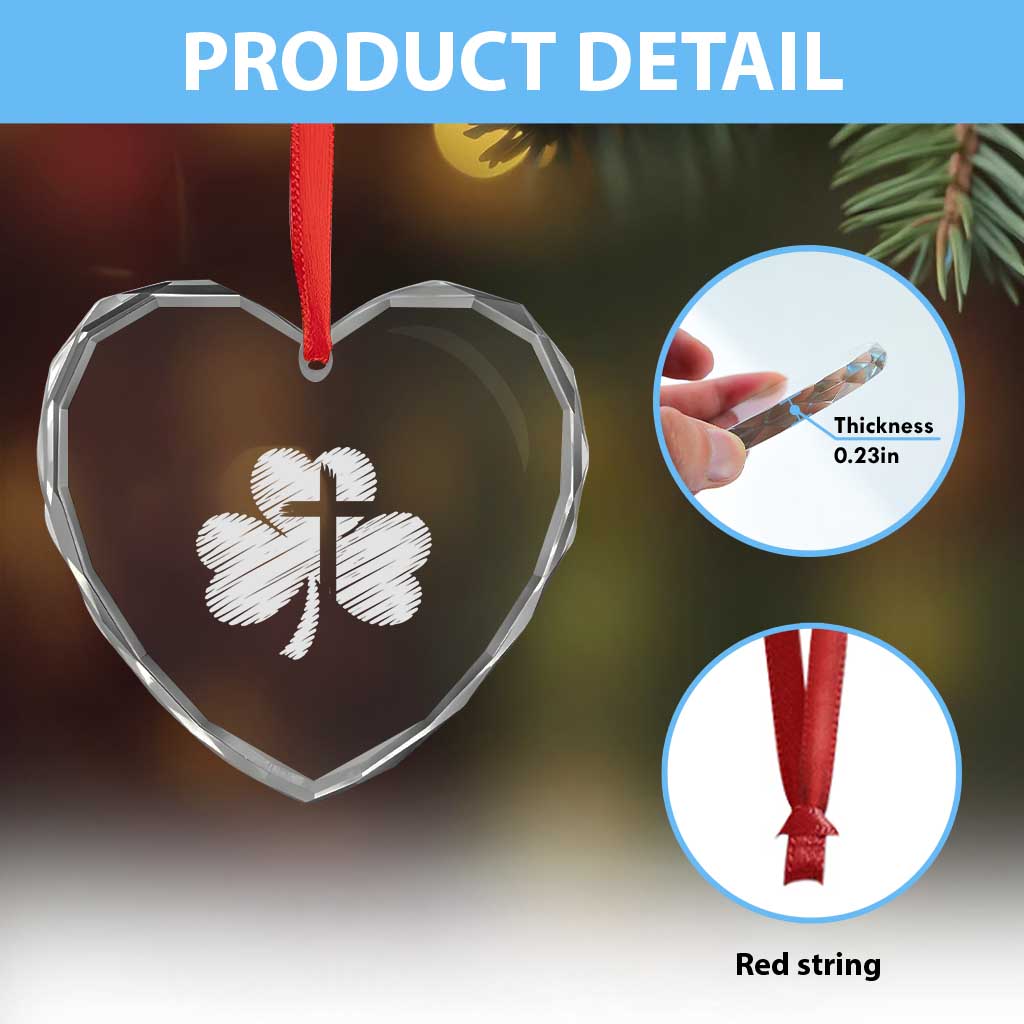 St Patricks Day Christian Religious Shamrock Cross Heart Crystal Glass Ornament TS11 Print Your Wear