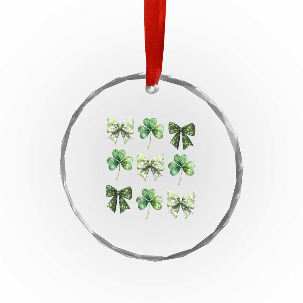 St Patricks Day Coquette Bow Crystal Glass Ornament Lucky Shamrock Aesthetic TS02 Print Your Wear