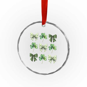 St Patricks Day Coquette Bow Crystal Glass Ornament Lucky Shamrock Aesthetic - Print Your Wear