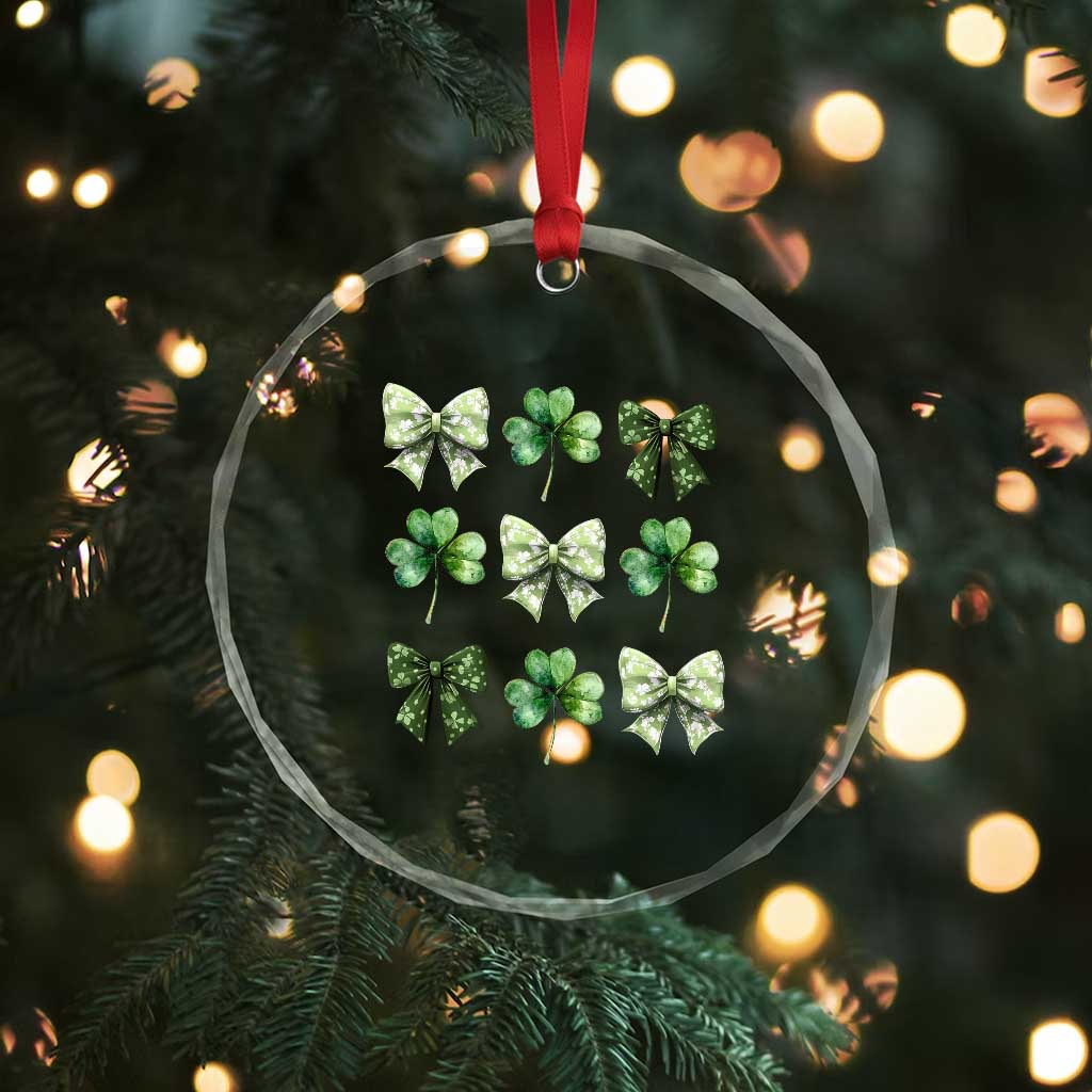 St Patricks Day Coquette Bow Crystal Glass Ornament Lucky Shamrock Aesthetic TS02 Print Your Wear