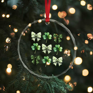 St Patricks Day Coquette Bow Crystal Glass Ornament Lucky Shamrock Aesthetic - Print Your Wear