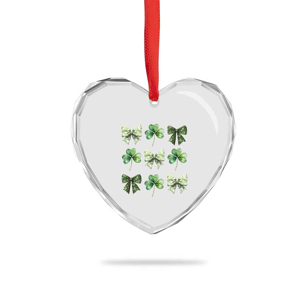 St Patricks Day Coquette Bow Heart Crystal Glass Ornament Lucky Shamrock Aesthetic TS02 Print Your Wear