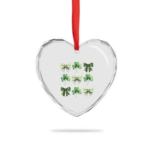 St Patricks Day Coquette Bow Heart Crystal Glass Ornament Lucky Shamrock Aesthetic TS02 Print Your Wear