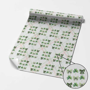 St Patricks Day Coquette Bow Wrapping Paper Roll Lucky Shamrock Aesthetic TS02 Christmas Plaid Print Your Wear