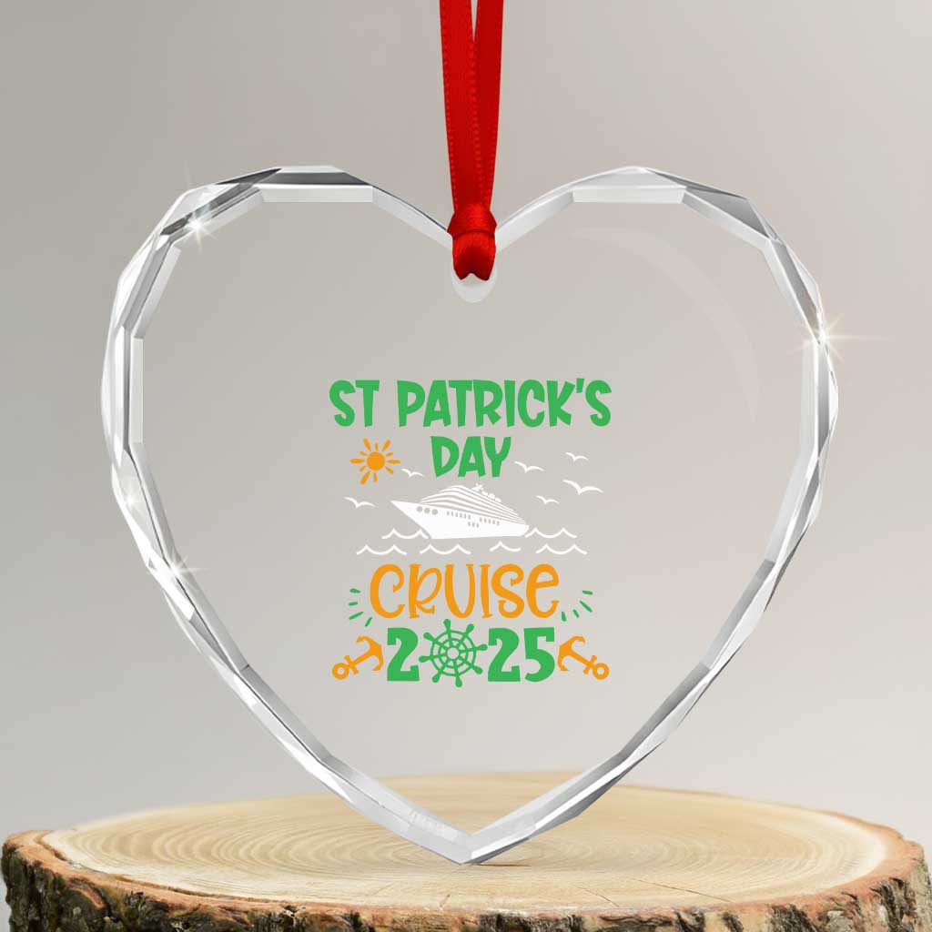 St Patricks Day Cruise Squad 2025 Matching Family Heart Crystal Glass Ornament TS02 Transparent Glass 3'' Heart Print Your Wear