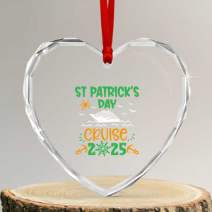 St Patricks Day Cruise Squad 2025 Matching Family Heart Crystal Glass Ornament TS02 Transparent Glass 3'' Heart Print Your Wear