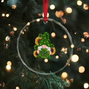 St Patrick's Day Cute Gnomes Crystal Glass Ornament Holding Shamrock Sunflower TS02 Print Your Wear