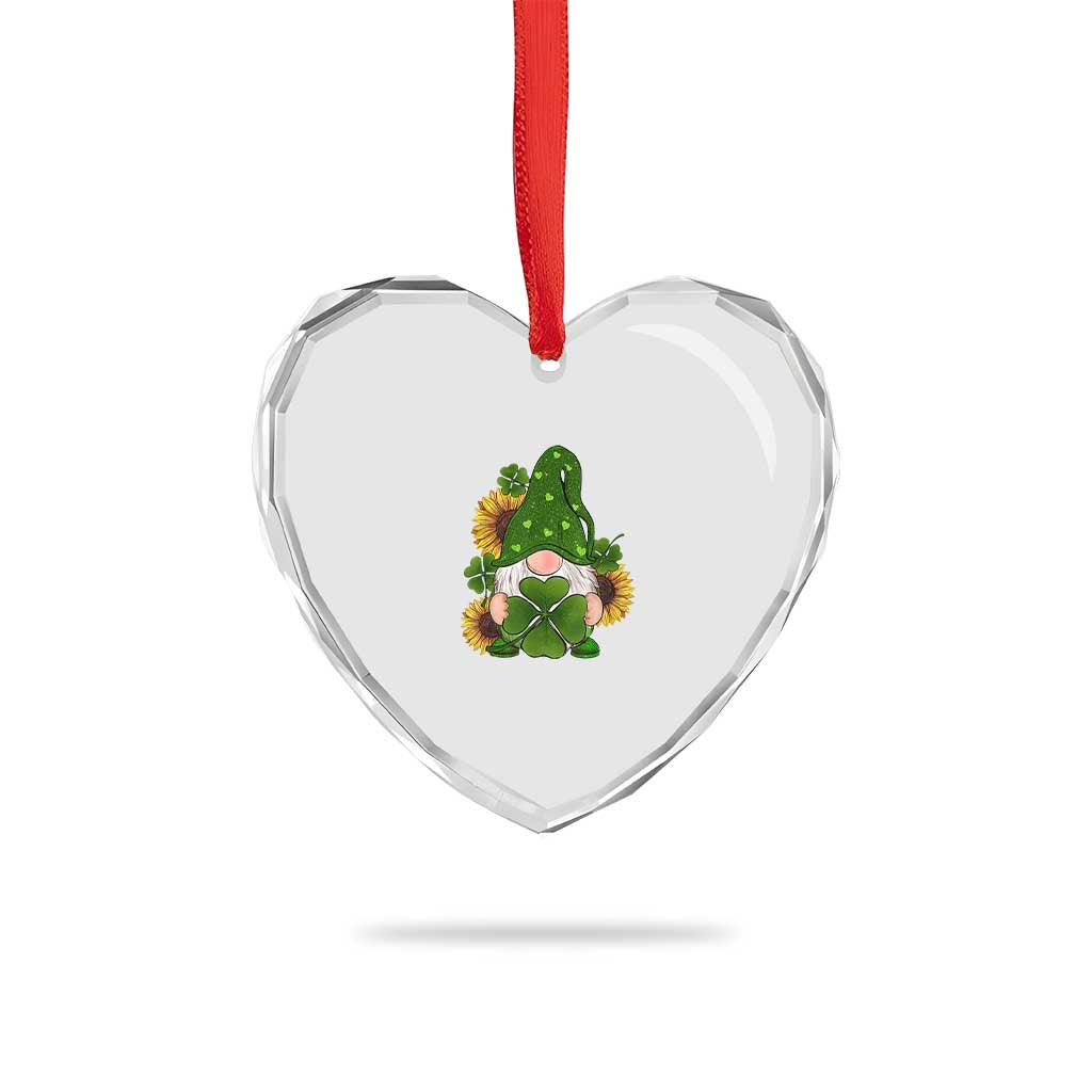 St Patrick's Day Cute Gnomes Heart Crystal Glass Ornament Holding Shamrock Sunflower TS02 Print Your Wear