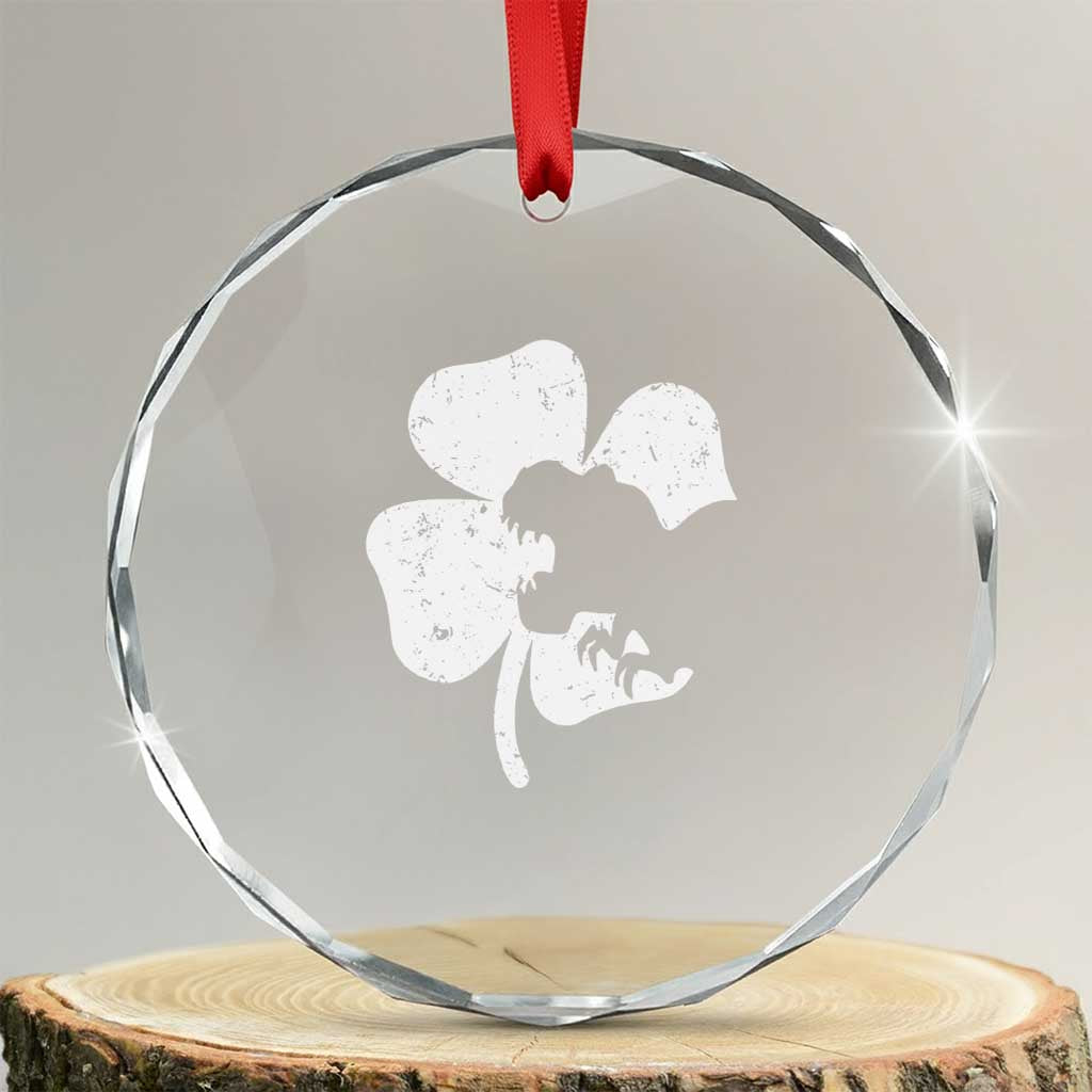 St Patricks Day Dinosaur Rex Crystal Glass Ornament Dino in Lucky Shamrock TS02 Transparent Glass 3'' Circle Print Your Wear