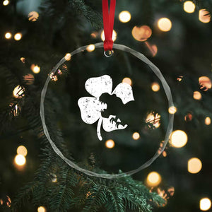 St Patricks Day Dinosaur Rex Crystal Glass Ornament Dino in Lucky Shamrock - Print Your Wear