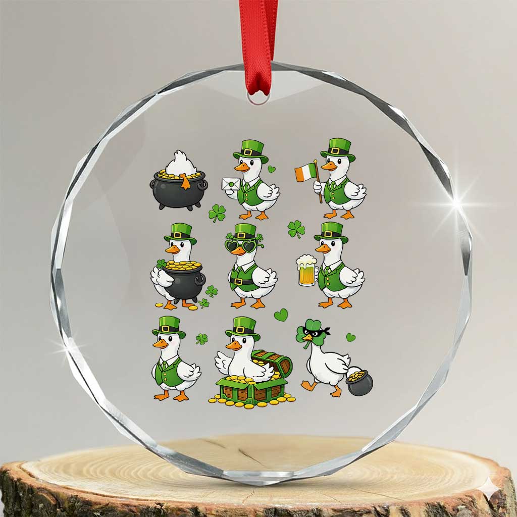 St Patricks Day Goose Crew Irish Celebration Crystal Glass Ornament TS12 Transparent Glass 3'' Circle Print Your Wear